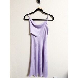 Here Comes The Sun Satin Slip Dress Cowl Neck Sleeveless Party Lavender Small